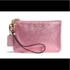 Pink Sparkly Small Coach wristlet